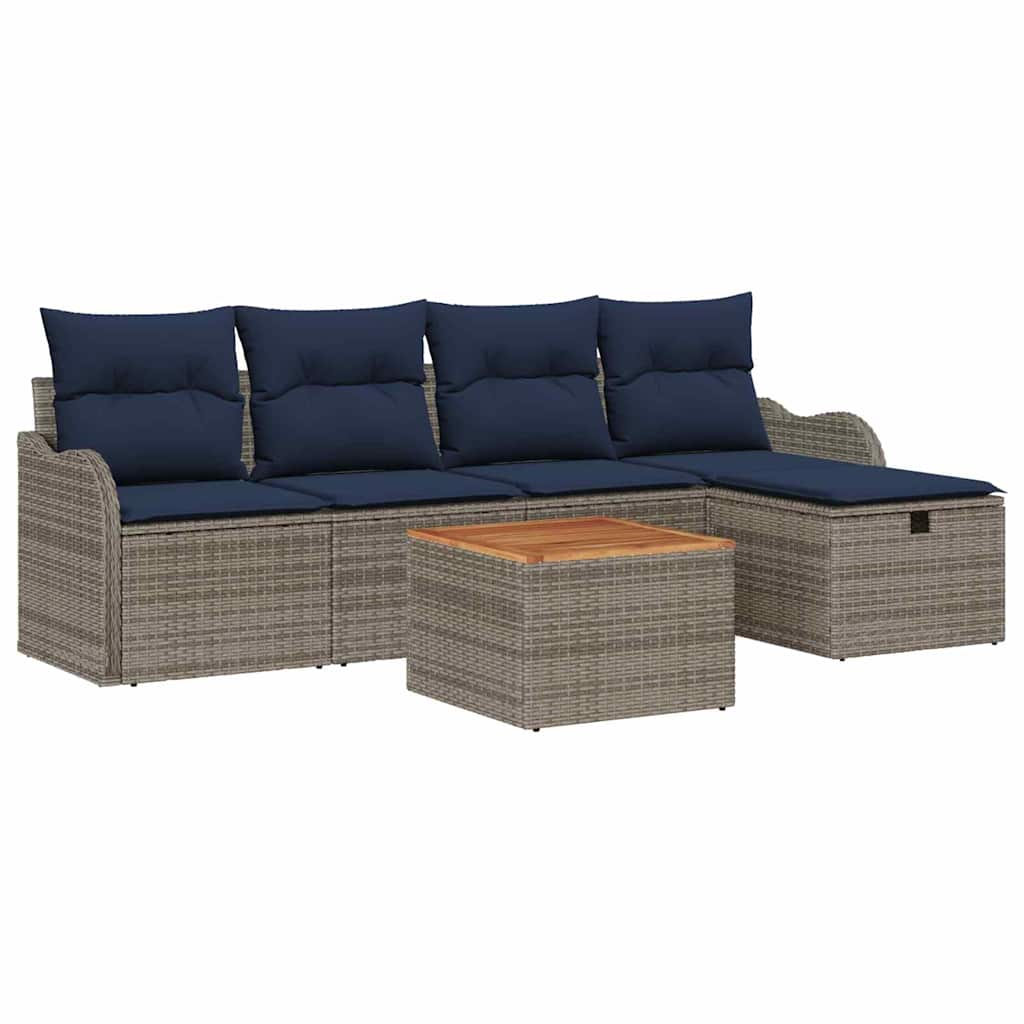 vidaXL Tuinbankenset 6 st Grijs Poly riet