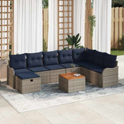 vidaXL Tuinbankenset 9 st Grijs Poly riet