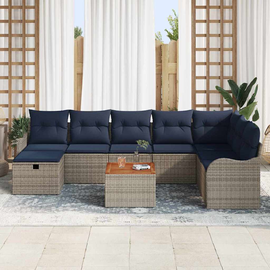 vidaXL Tuinbankenset 9 st Grijs Poly riet