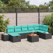vidaXL Tuinbankenset 8 st Zwart Poly riet