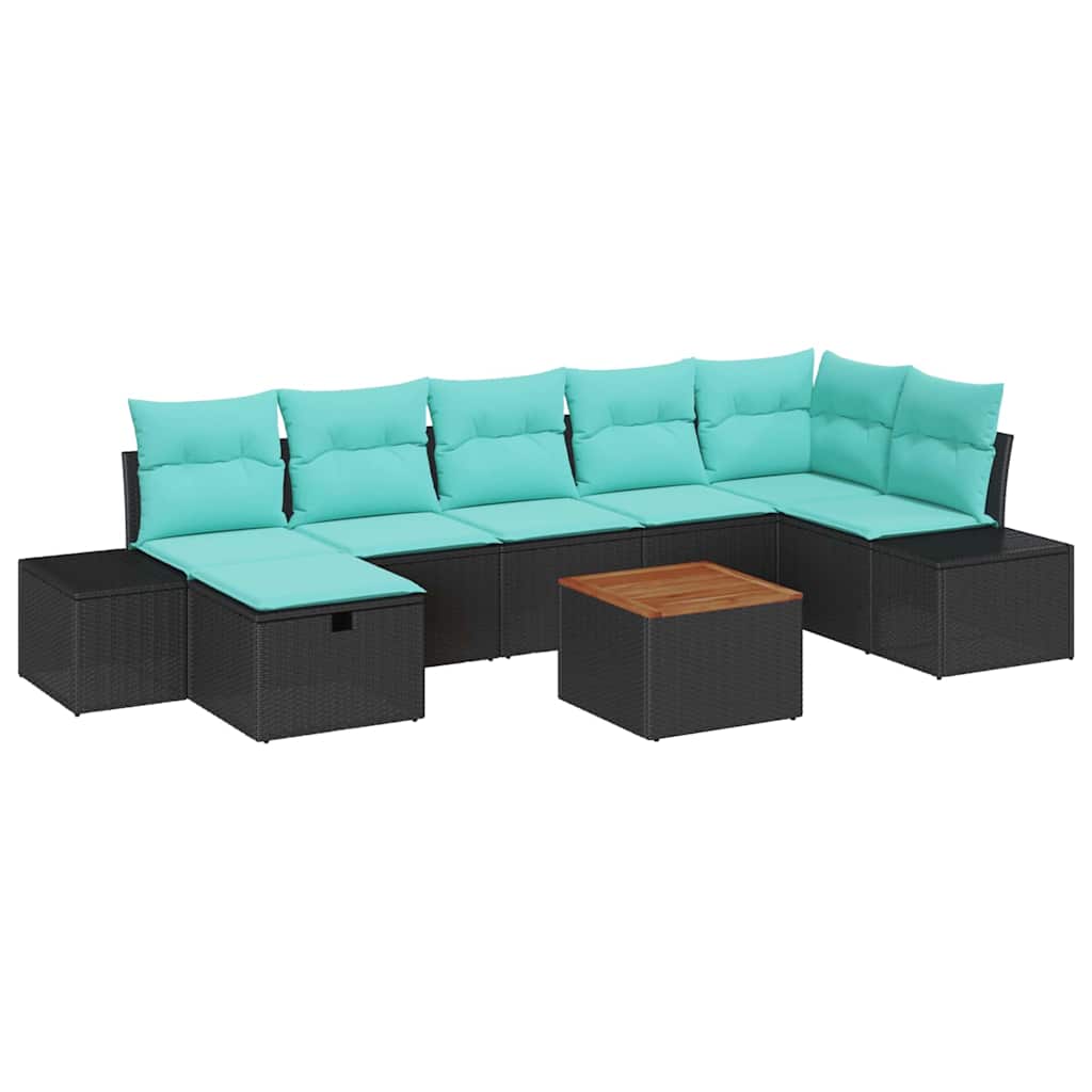 vidaXL Tuinbankenset 8 st Zwart Poly riet