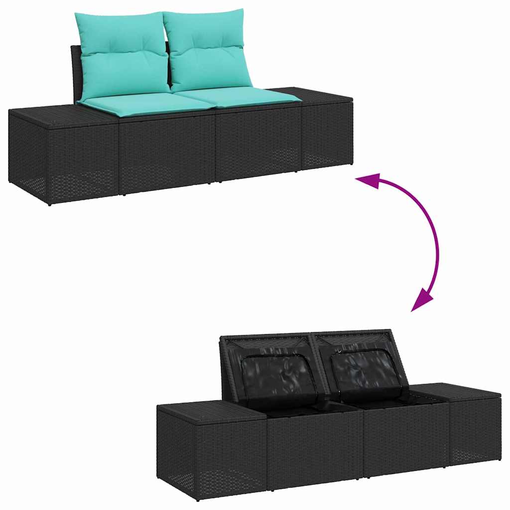 vidaXL Tuinbankenset 9 st Zwart Poly riet