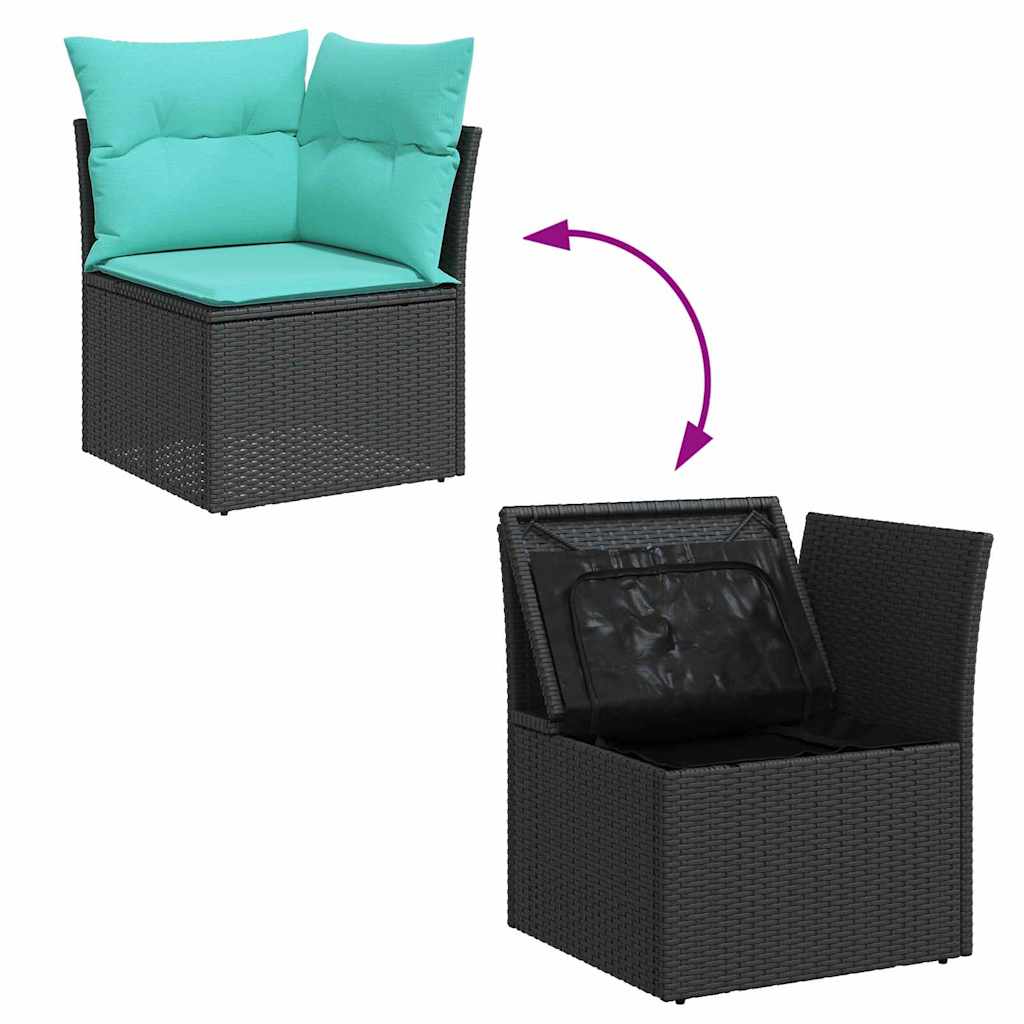 vidaXL Tuinbankenset 9 st Zwart Poly riet