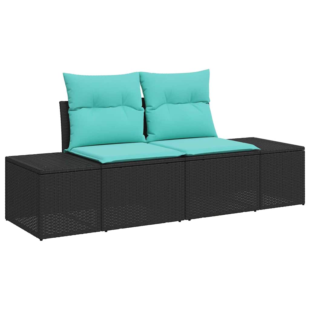 vidaXL Tuinbankenset 9 st Zwart Poly riet
