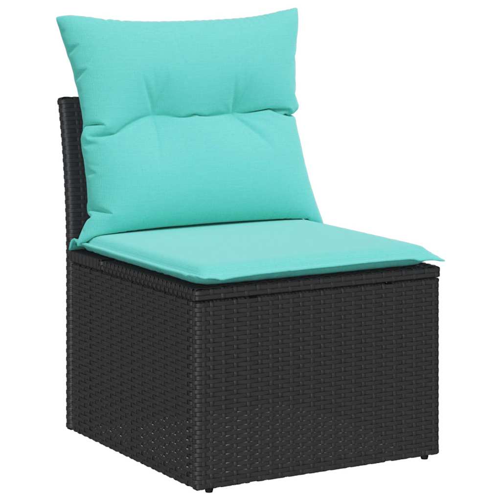 vidaXL Tuinbankenset 9 st Zwart Poly riet