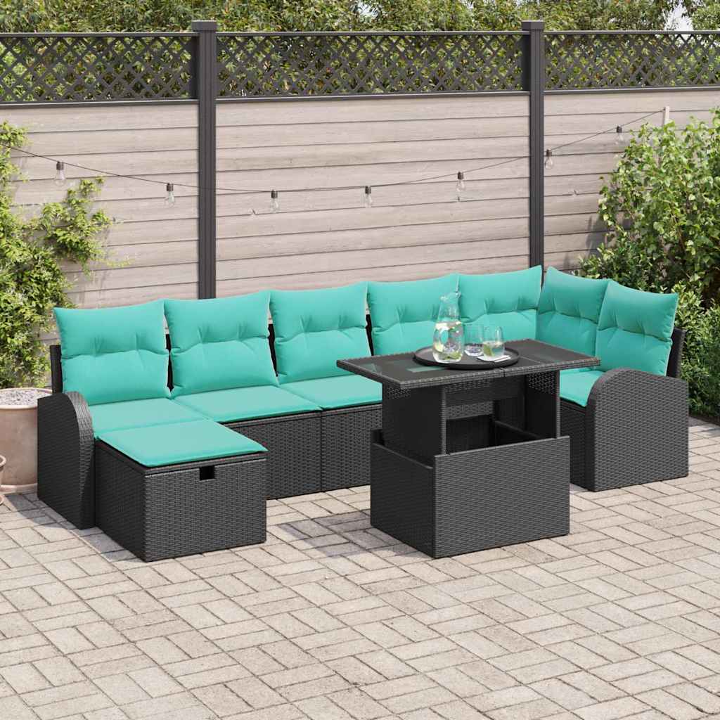 vidaXL Tuin Sofa Set met kussen met opslag 8 pcs Bruin Poly riet