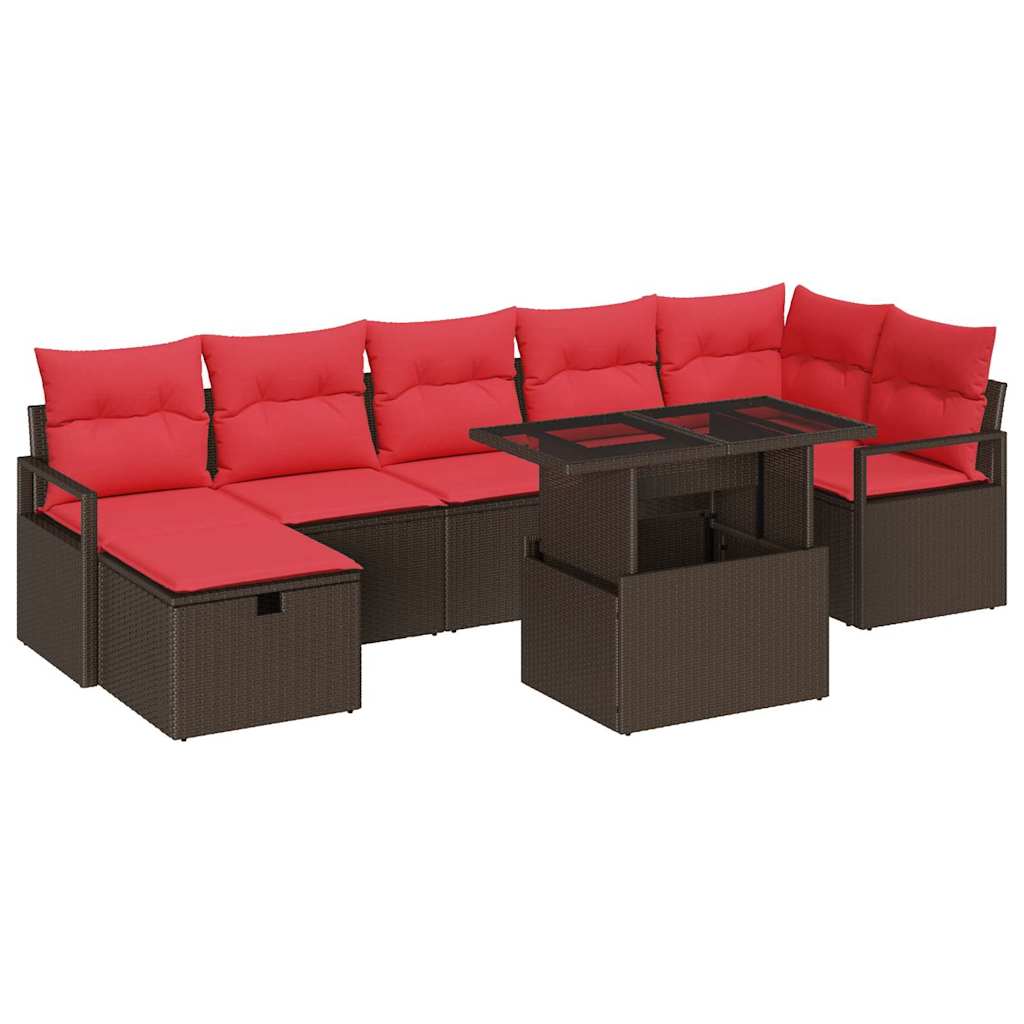 vidaXL Tuin Sofa Set met kussen met opslag 8 pcs Bruin poly rattan