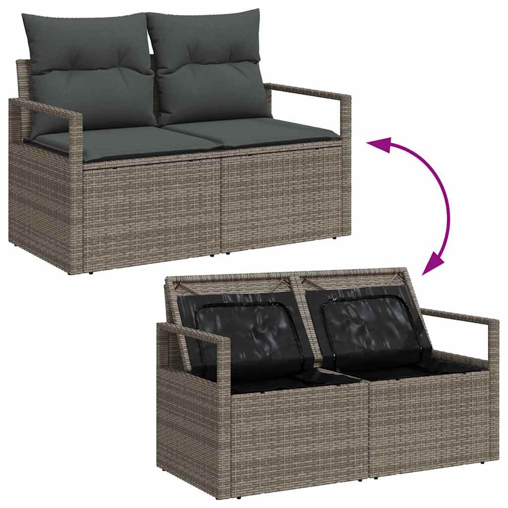 vidaXL Tuin Sofa Set met kussen met opslag 9 pcs Zwart Poly riet