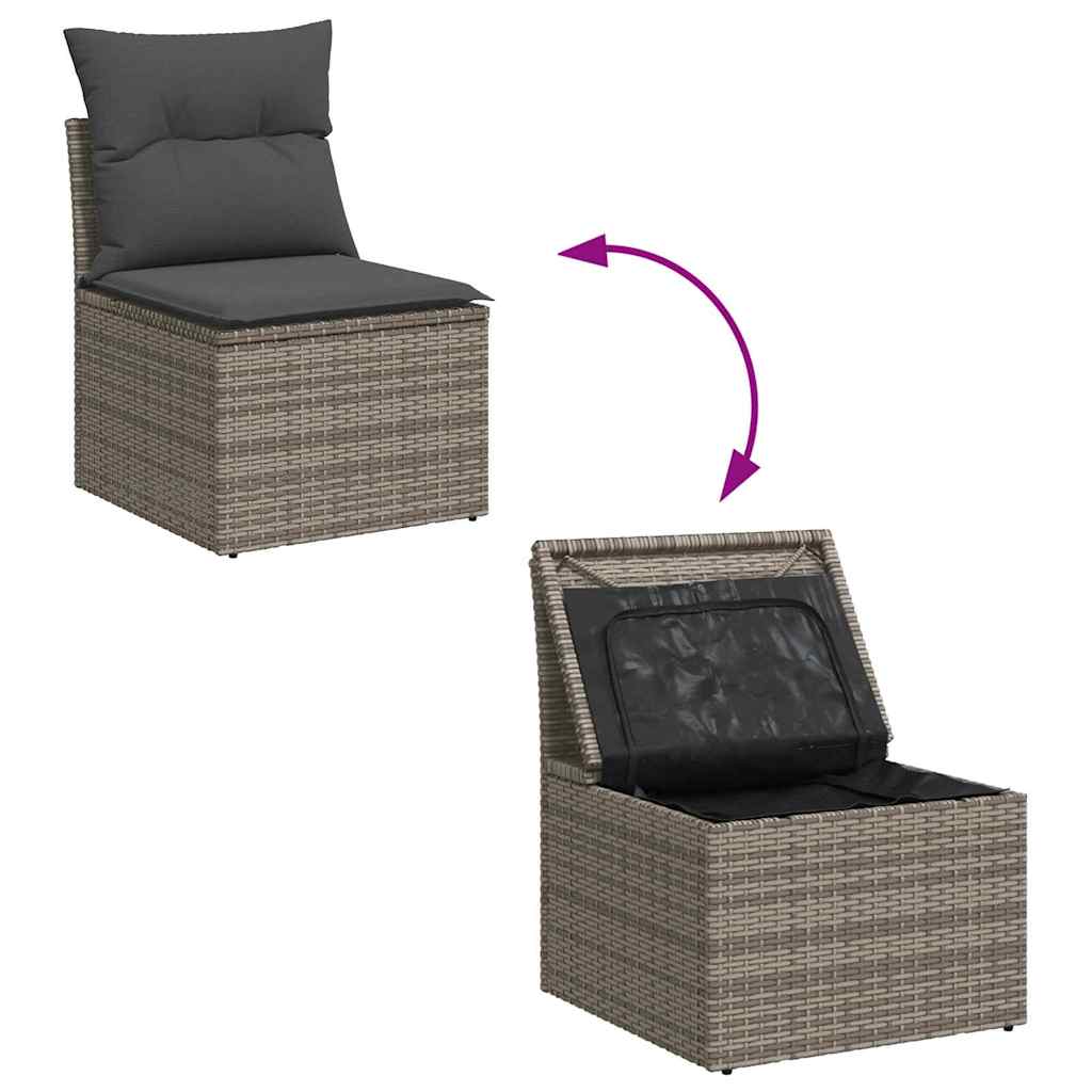 vidaXL Tuin Sofa Set met kussen met opslag 9 pcs Zwart Poly riet