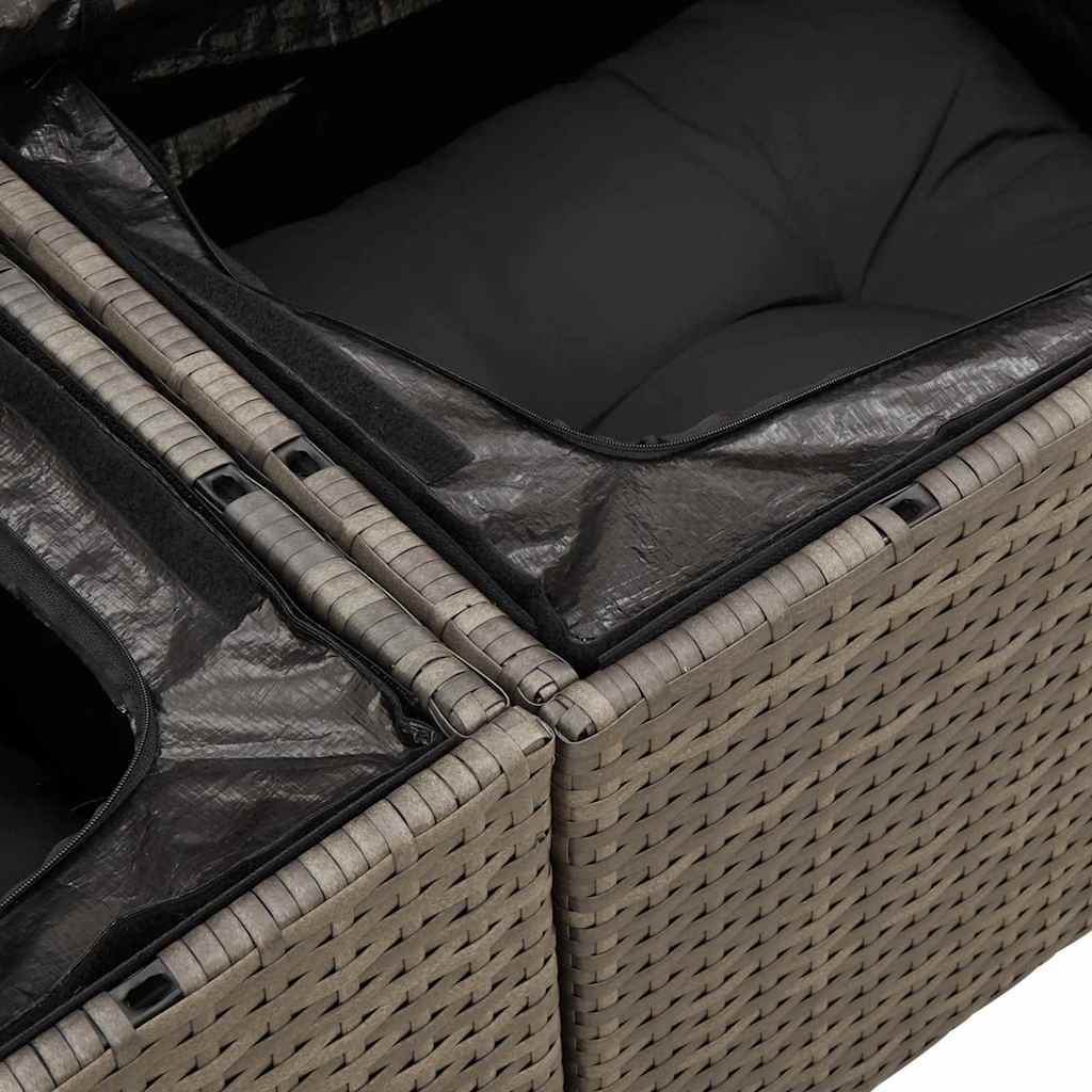 vidaXL Tuin Sofa Set met kussen met opslag 9 pcs Zwart Poly riet