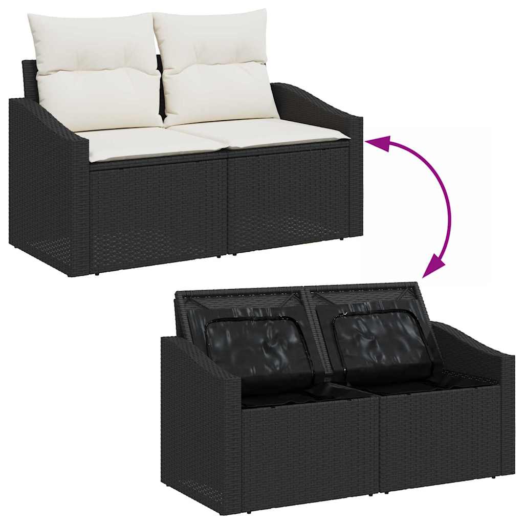 vidaXL Tuin Sofa Set in hoogte verstelbaar 6 pcs Zwart poly rattan