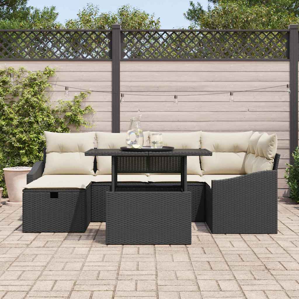 vidaXL Tuin Sofa Set 7 pcs Zwart poly rattan