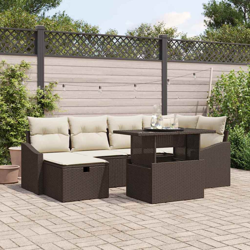 vidaXL Tuin Sofa Set 7 pcs Zwart poly rattan