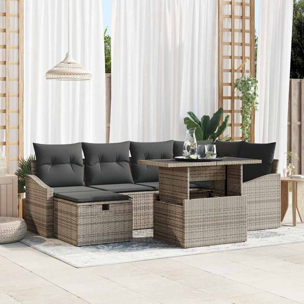 vidaXL Tuin Sofa Set 7 pcs Zwart poly rattan