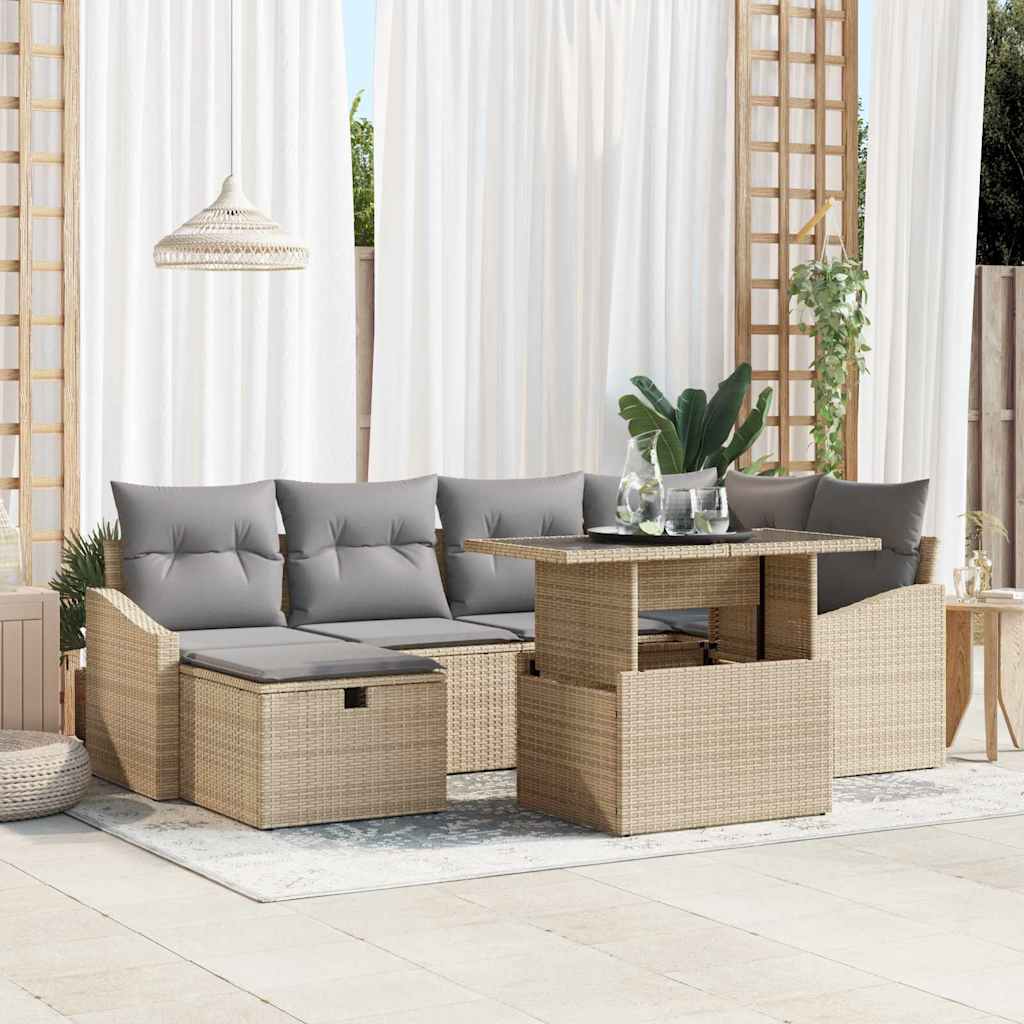 vidaXL Tuin Sofa Set 7 pcs Zwart poly rattan