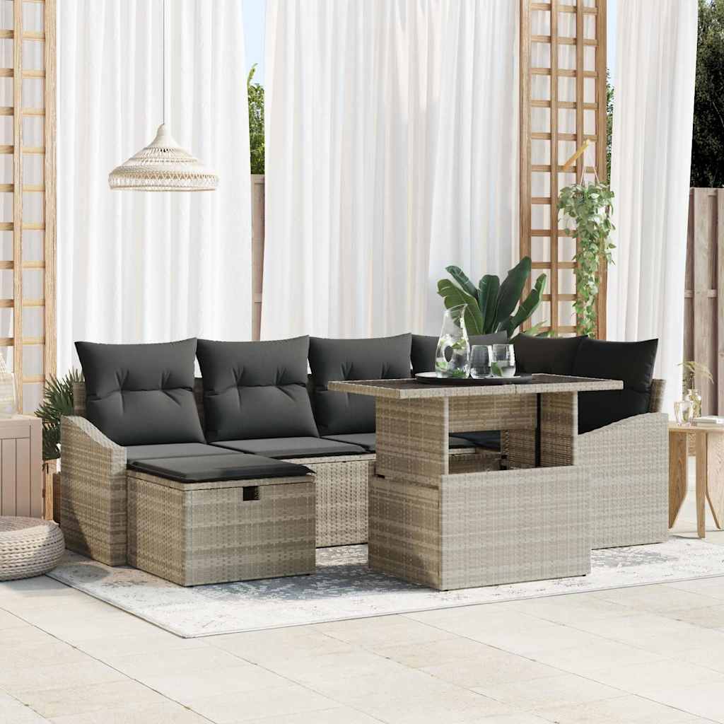 vidaXL Tuin Sofa Set 7 pcs Zwart poly rattan