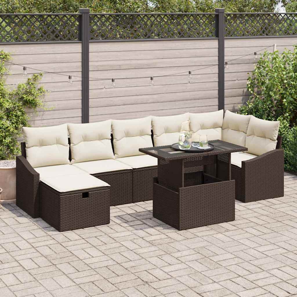 vidaXL Tuin Sofa Set in hoogte verstelbaar 8 pcs Zwart poly rattan