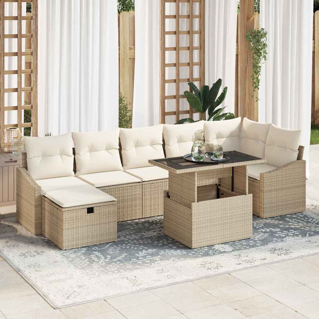 vidaXL Tuin Sofa Set in hoogte verstelbaar 8 pcs Zwart poly rattan