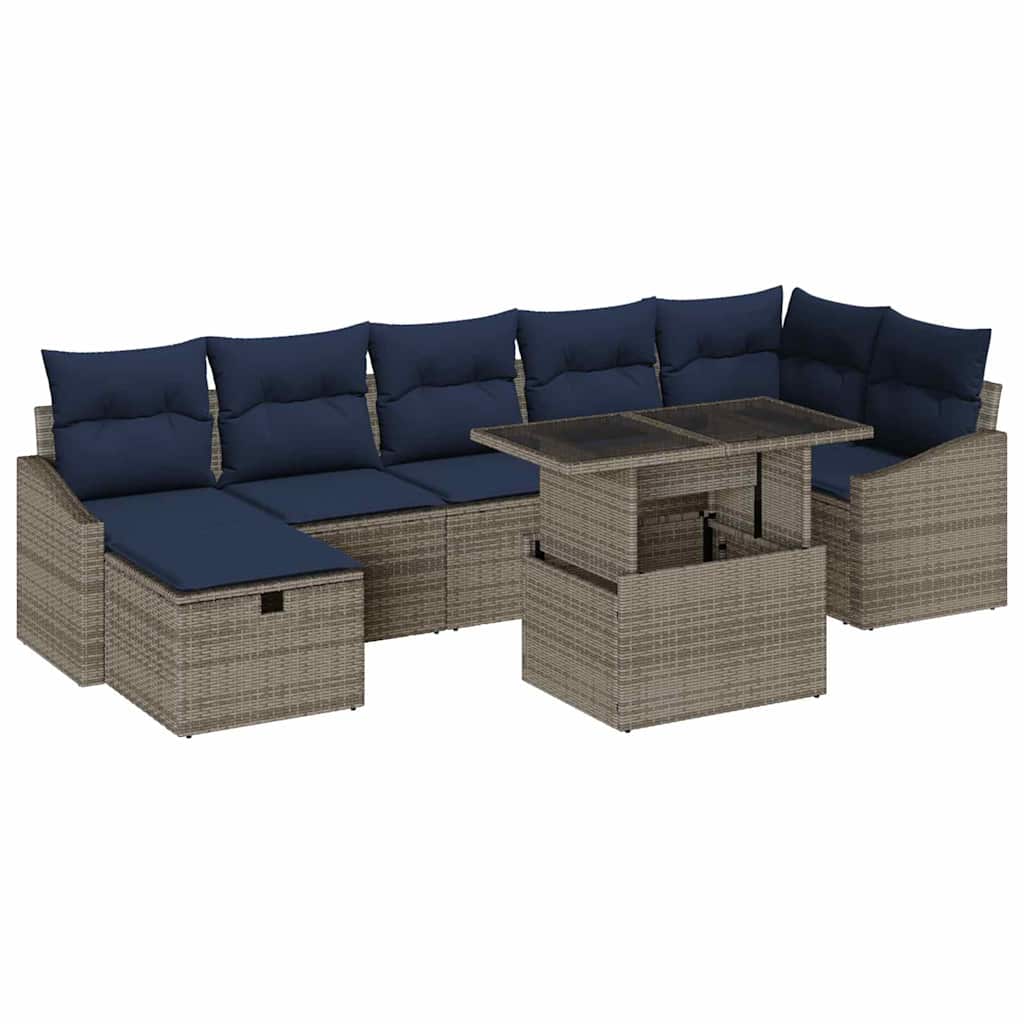 vidaXL Tuin Sofa Set met kussen 8 pcs Grijs poly rattan