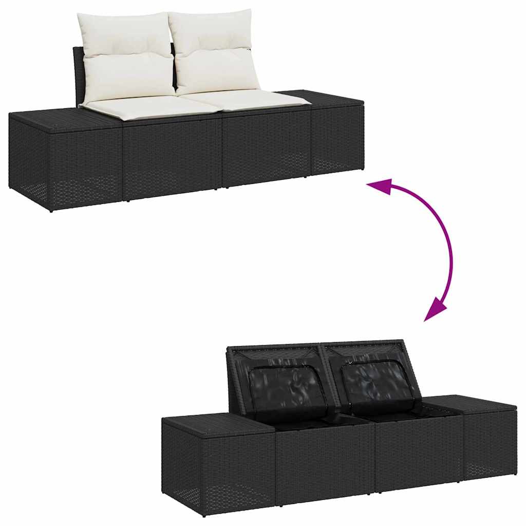 vidaXL Tuin Sofa Set in hoogte verstelbaar 9 pcs Zwart poly rattan