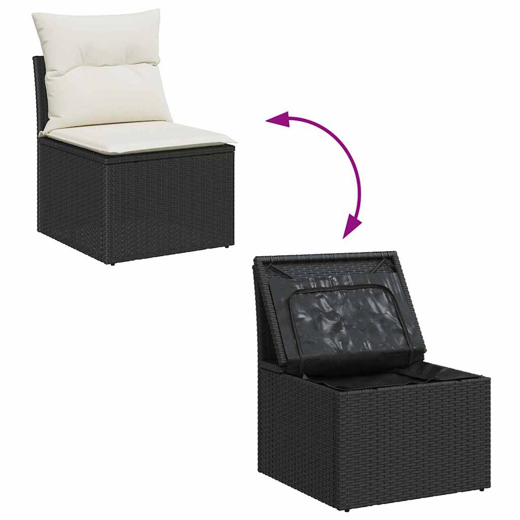 vidaXL Tuin Sofa Set in hoogte verstelbaar 9 pcs Zwart poly rattan