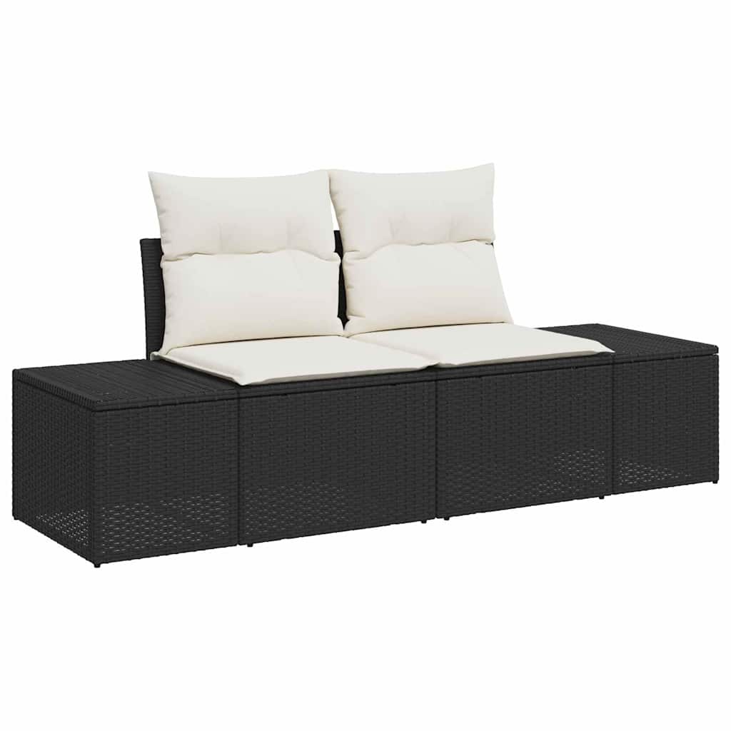 vidaXL Tuin Sofa Set in hoogte verstelbaar 9 pcs Zwart poly rattan