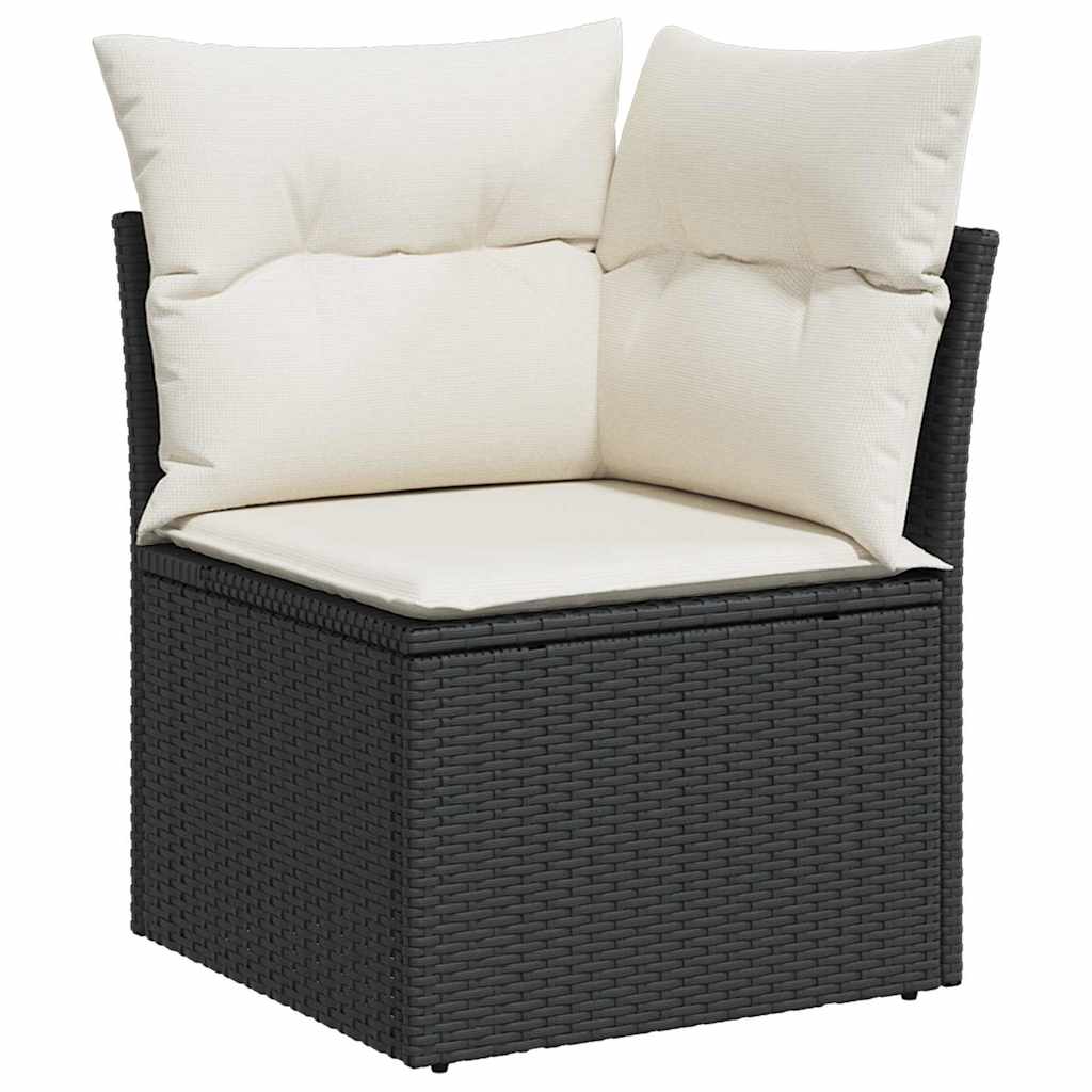 vidaXL Tuin Sofa Set in hoogte verstelbaar 9 pcs Zwart poly rattan