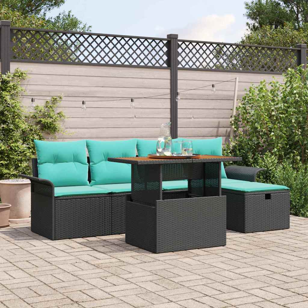 vidaXL Tuin Sofa Set 6 pcs Grijs poly rattan