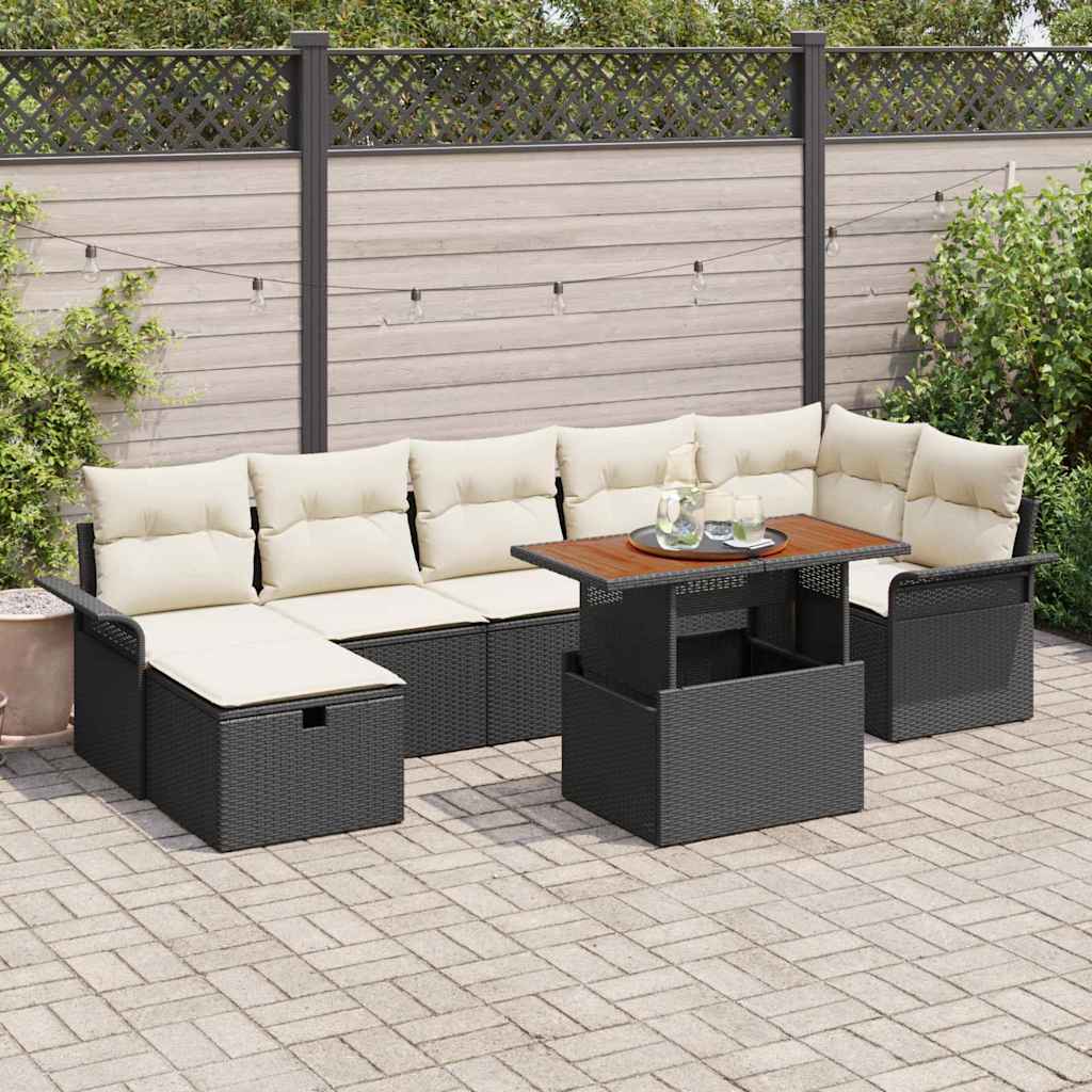 vidaXL Tuin Sofa Set 8 pcs Zwart poly rattan