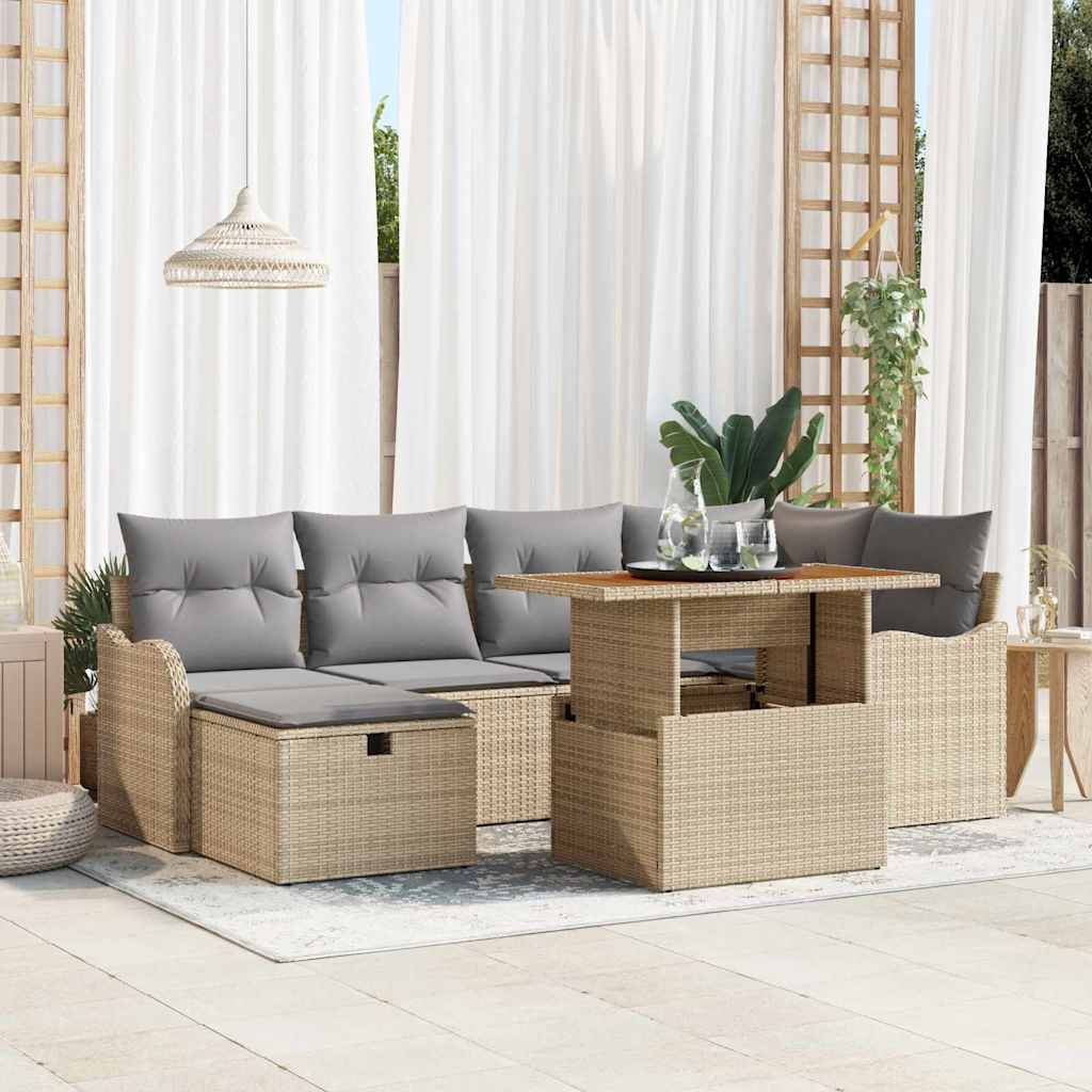 vidaXL Tuin Sofa Set 7 pcs Zwart poly rattan