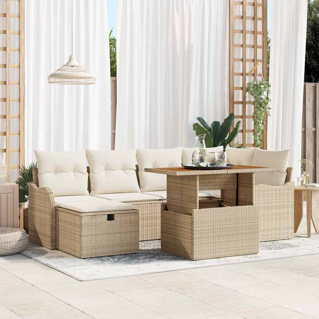 vidaXL Tuin Sofa Set 7 pcs Zwart poly rattan