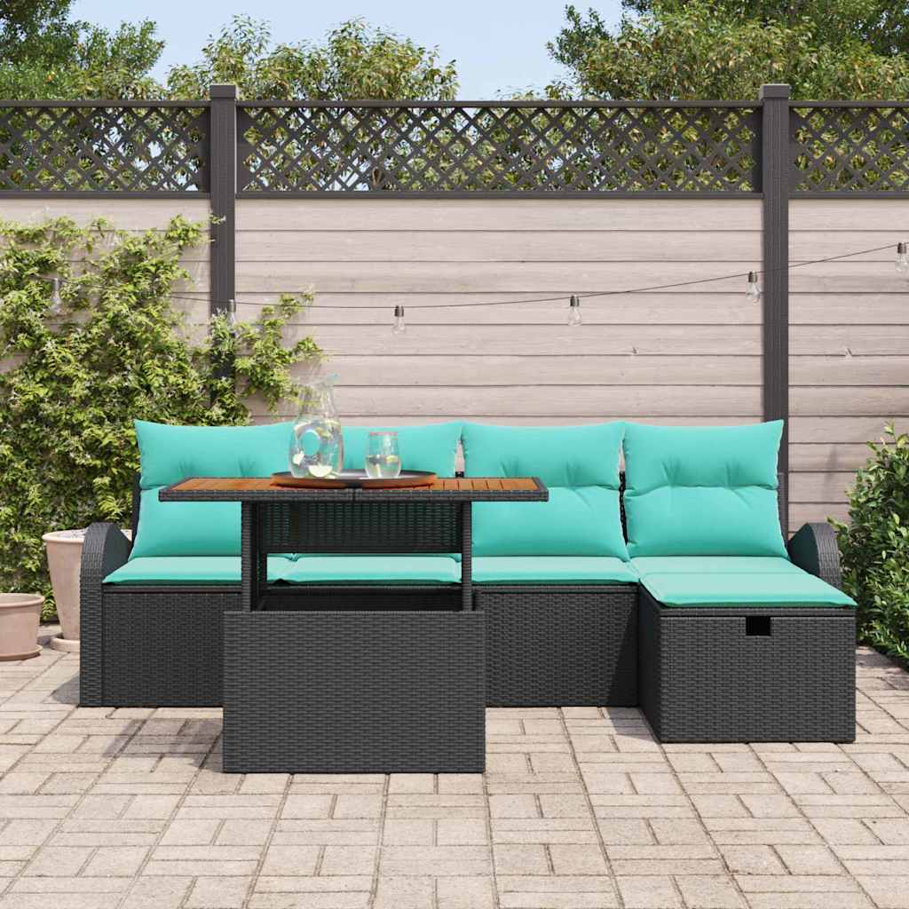 vidaXL Tuin Sofa Set 6 pcs Zwart poly rattan