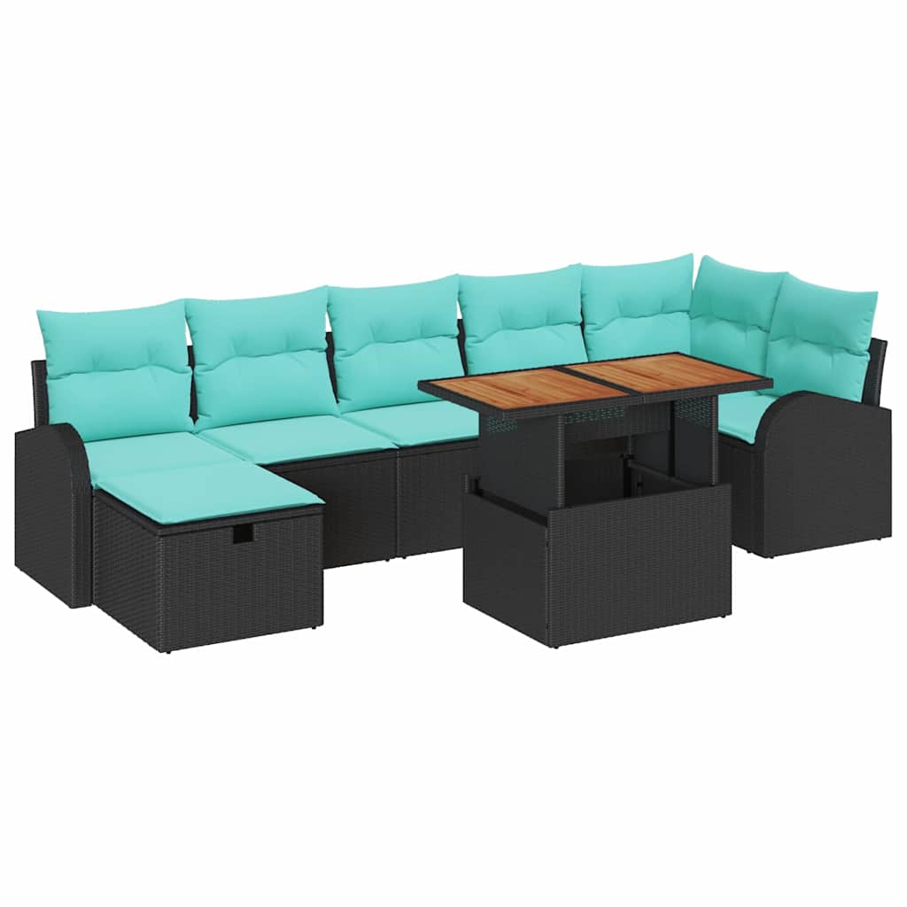 vidaXL Tuin Sofa Set 8 pcs Zwart poly rattan