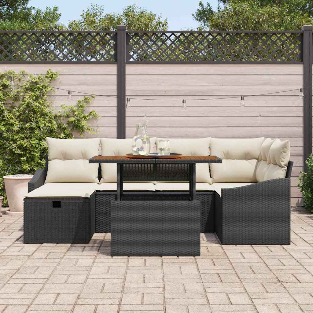vidaXL Tuin Sofa Set 7 pcs Zwart poly rattan