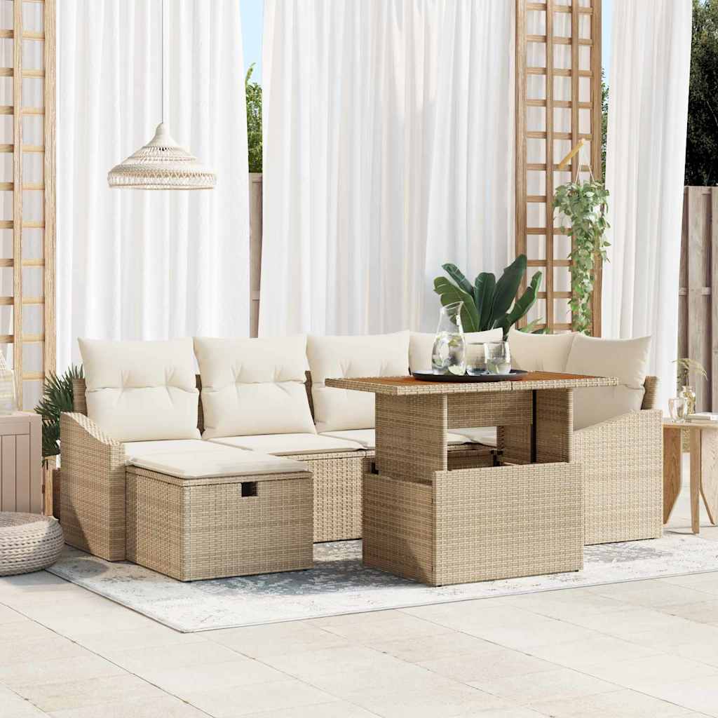vidaXL Tuin Sofa Set 7 pcs Zwart poly rattan