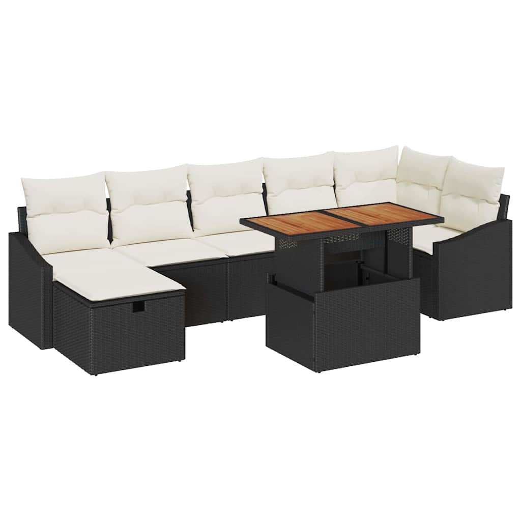 vidaXL Tuin Sofa Set 8 pcs Zwart poly rattan