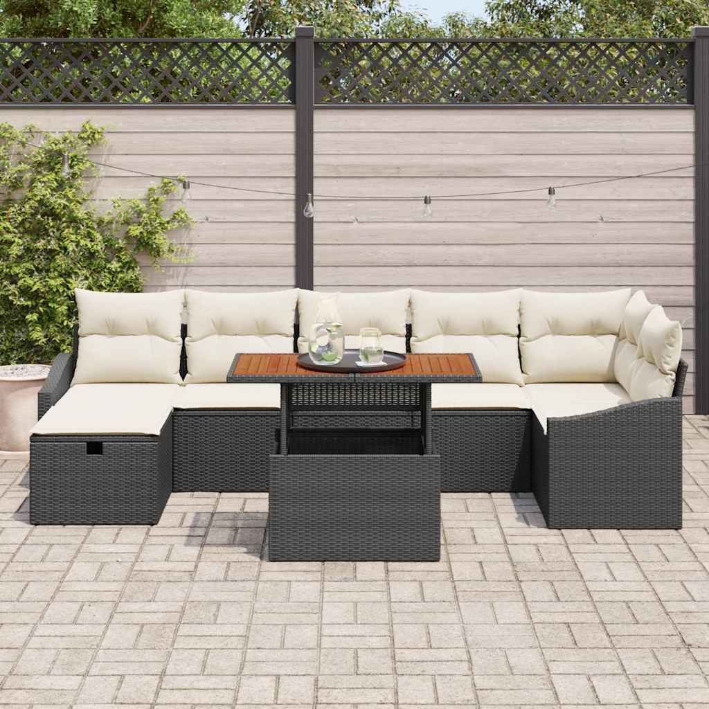 vidaXL Tuin Sofa Set 8 pcs Zwart poly rattan