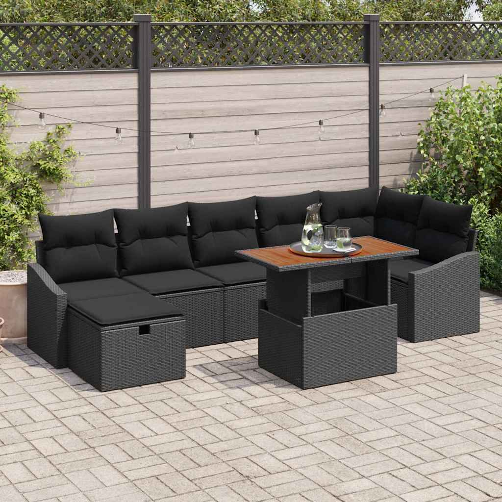 vidaXL Tuin Sofa Set 8 pcs Zwart poly rattan
