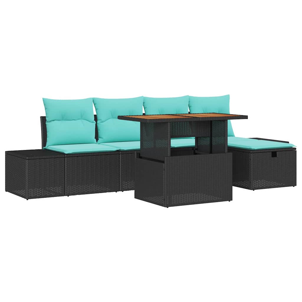 vidaXL Tuin Sofa Set 6 st Zwart poly rattan