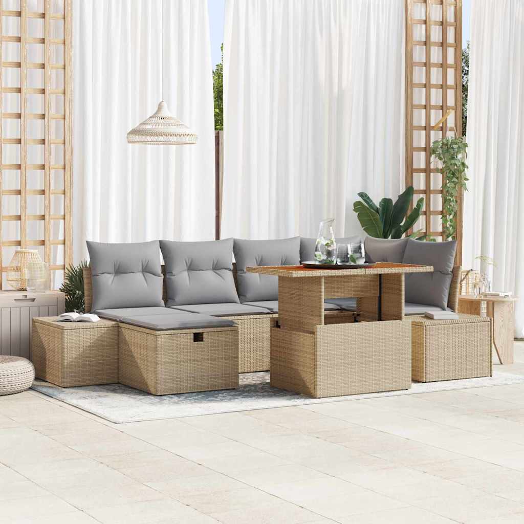 vidaXL Tuin Sofa Set 7 pcs Zwart poly rattan
