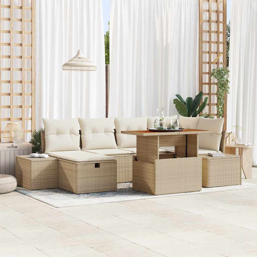 vidaXL Tuin Sofa Set 7 pcs Zwart poly rattan