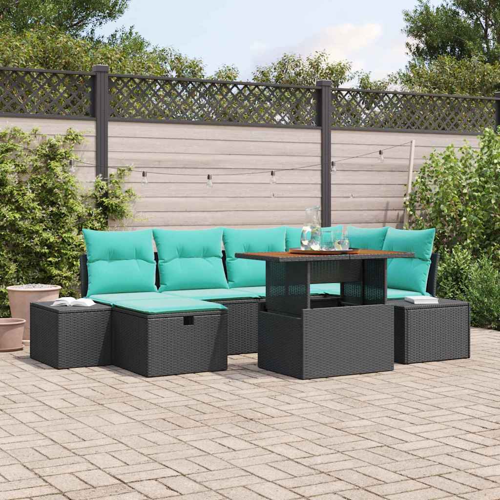 vidaXL Tuin Sofa Set 7 st Zwart poly rattan