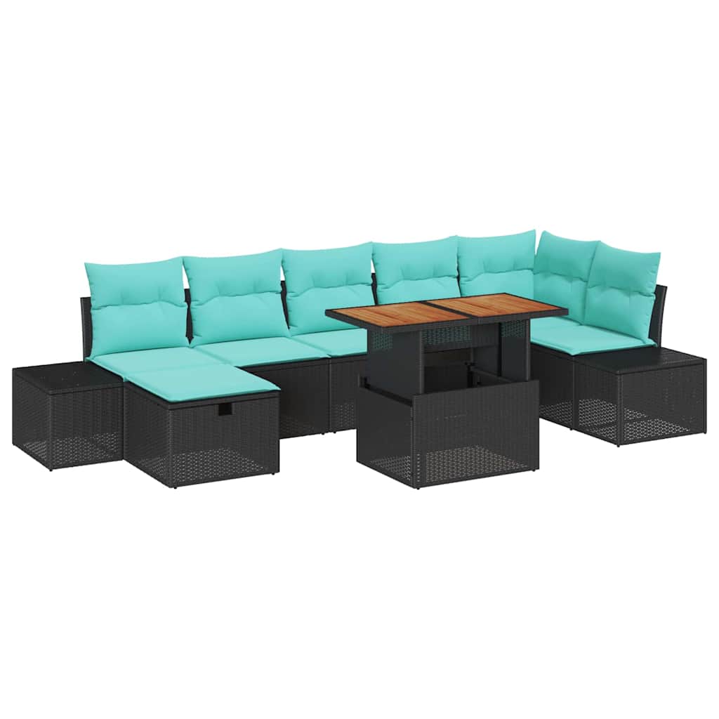 vidaXL Tuin Sofa Set 8 st Zwart poly rattan