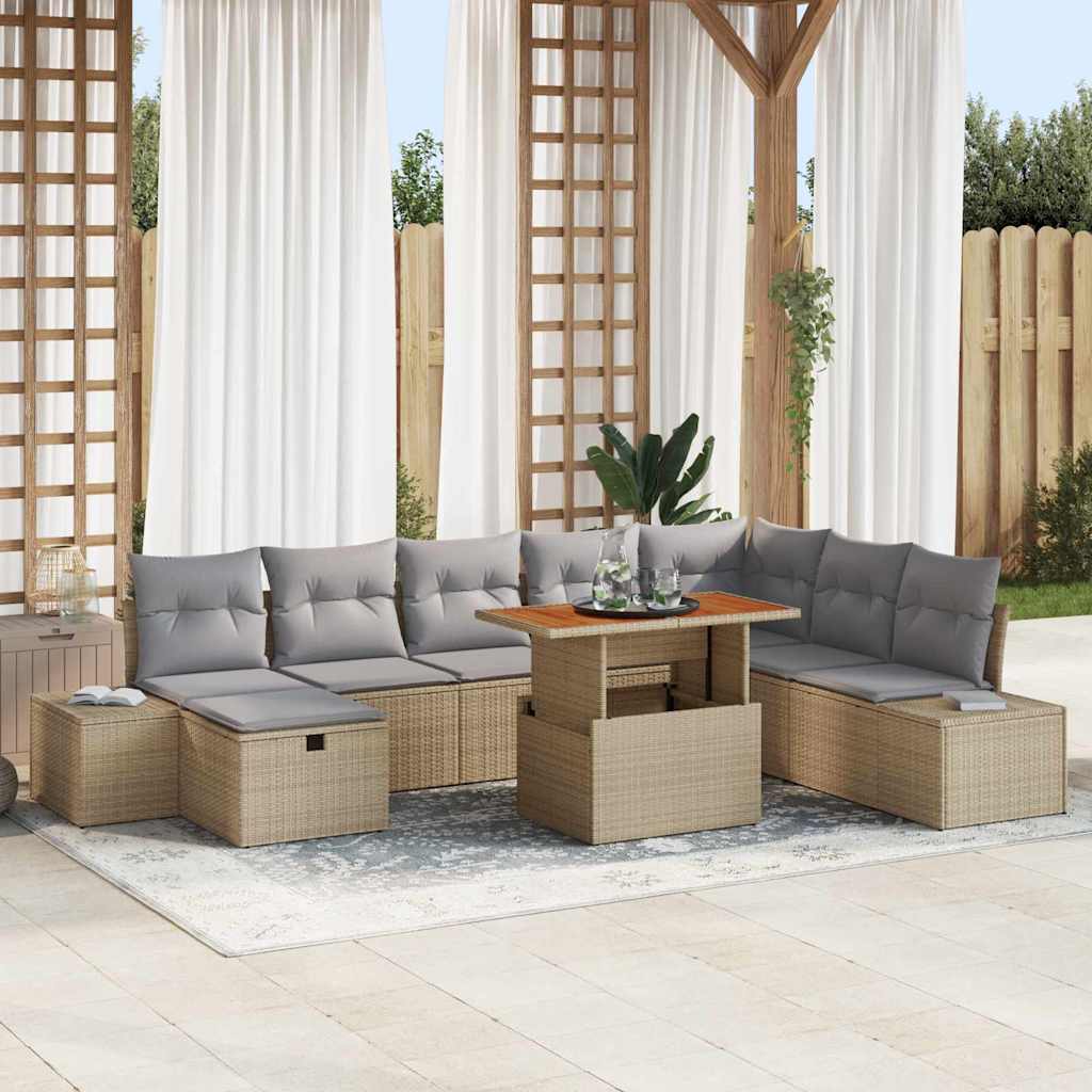 vidaXL Tuin Sofa Set met opslag 9 pcs Zwart Poly riet