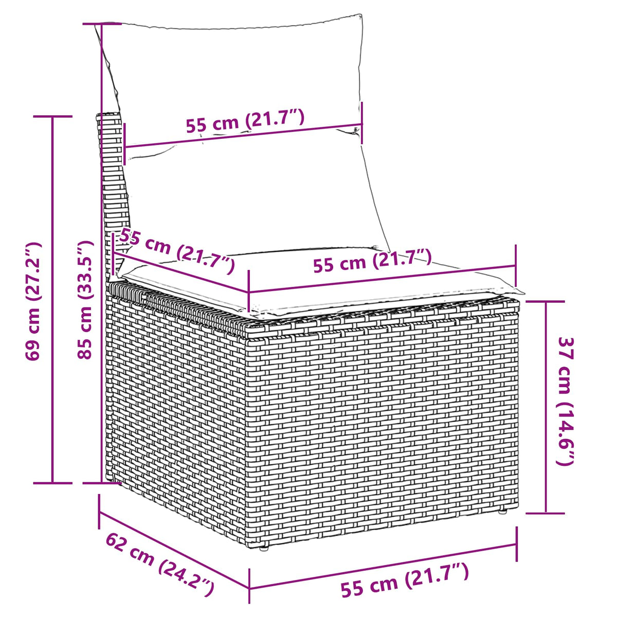 vidaXL Tuin Sofa Set met kussen 10 pcs Zwart Poly riet