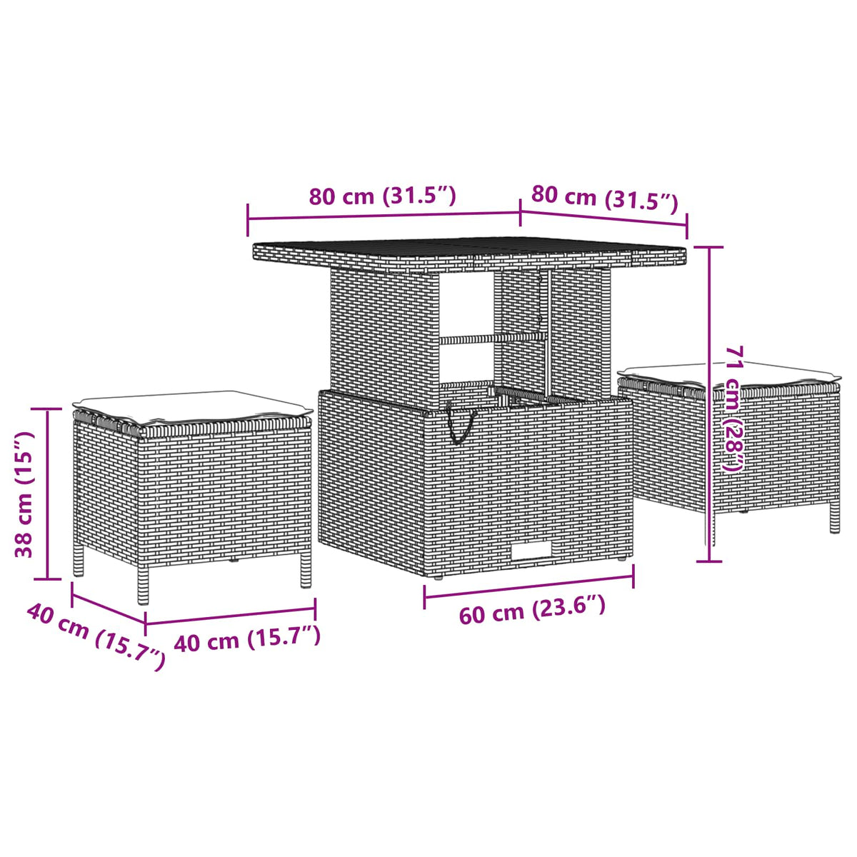 vidaXL Tuin Sofa Set met kussen 10 pcs Zwart Poly riet