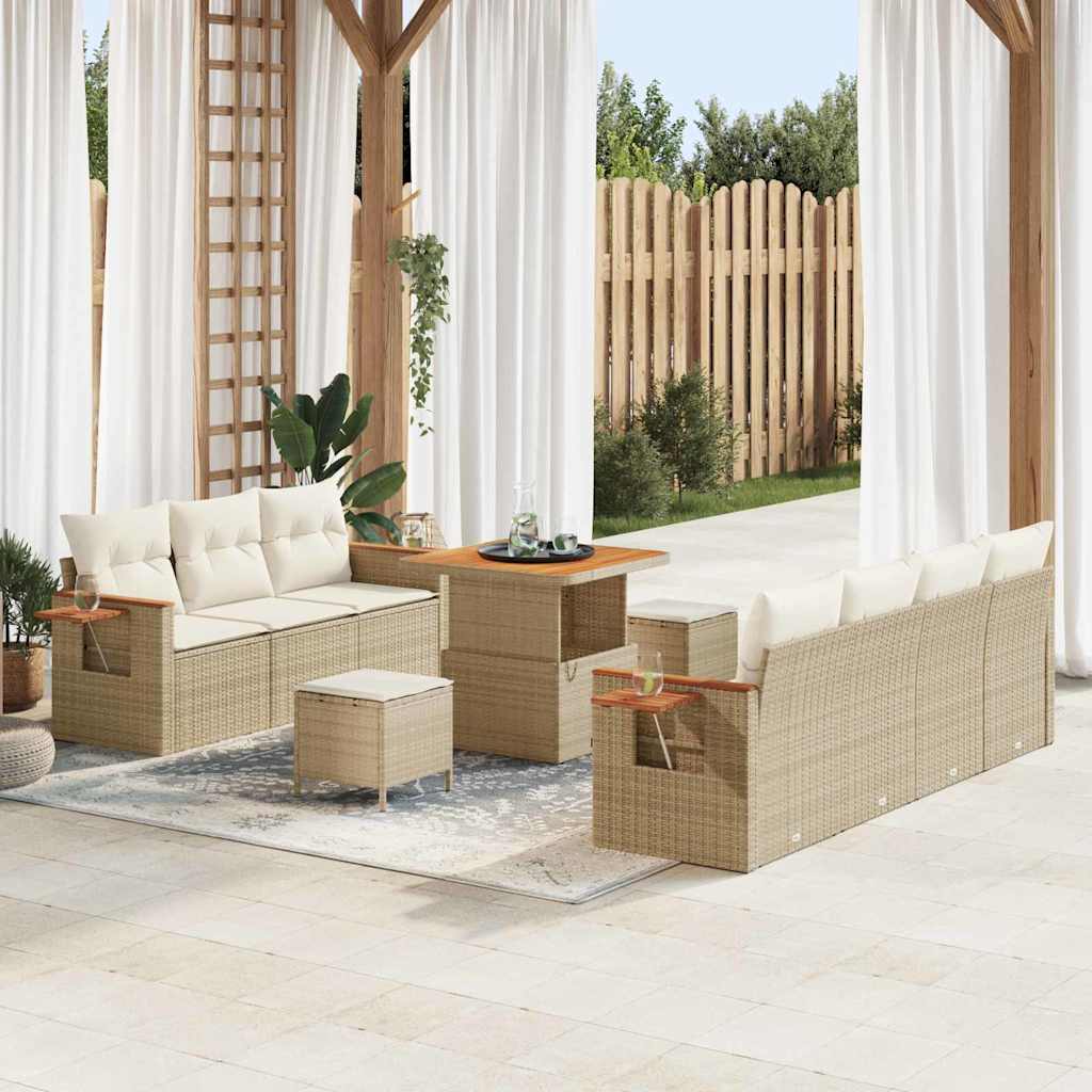 vidaXL Tuin Sofa Set met kussen 10 pcs Zwart Poly riet