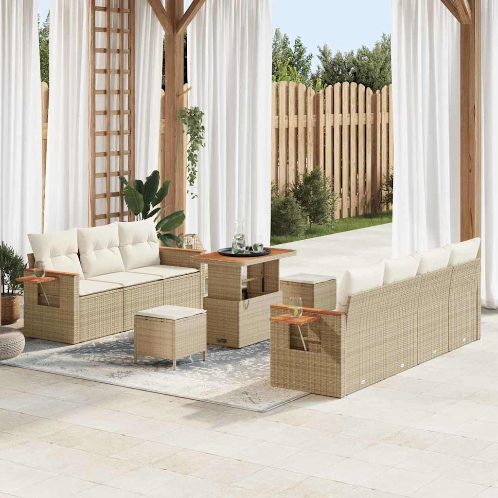 vidaXL Tuin Sofa Set met kussen 10 pcs Zwart Poly riet