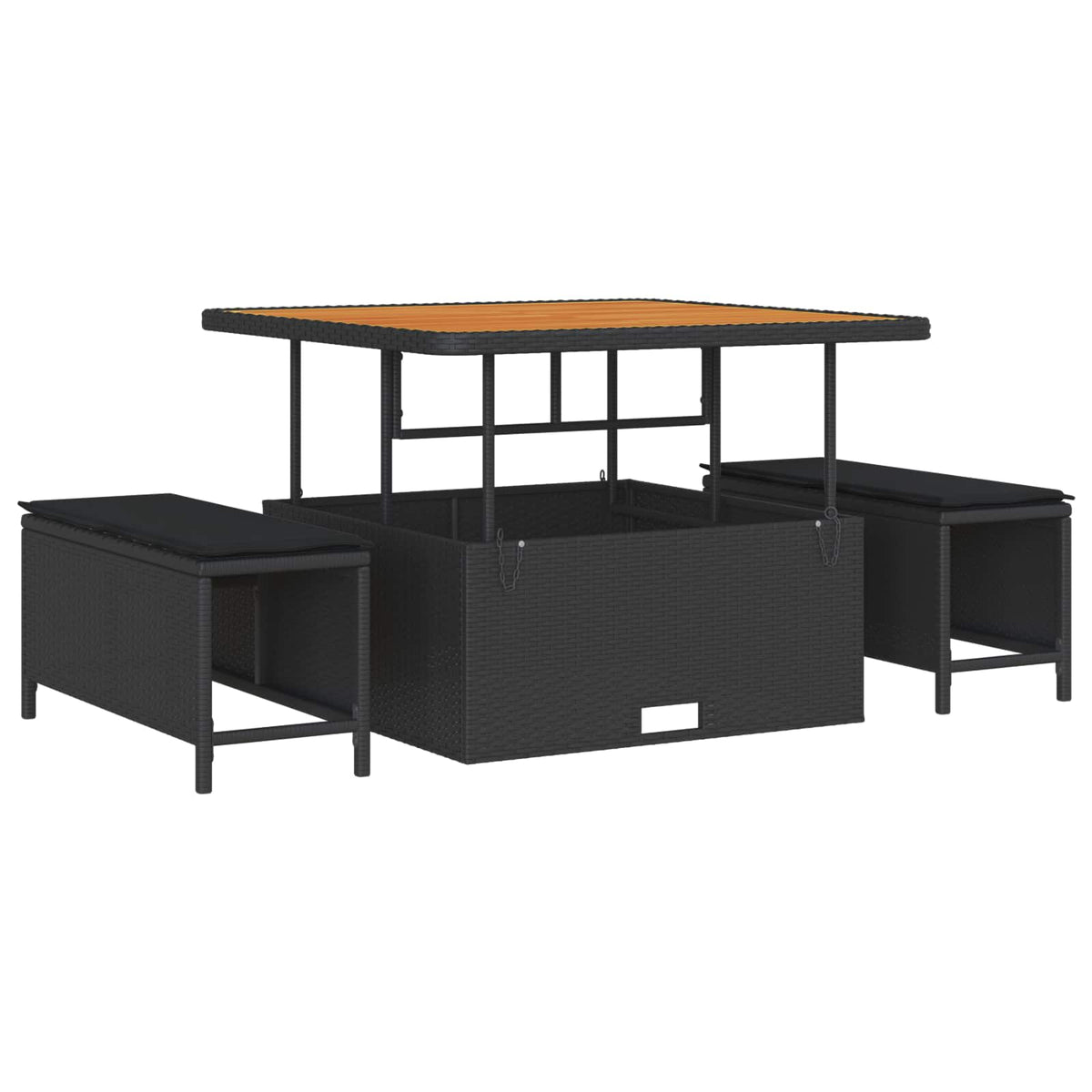 vidaXL 13-delige Tuinset met Kussens Zwart Poly Rattan Acacia