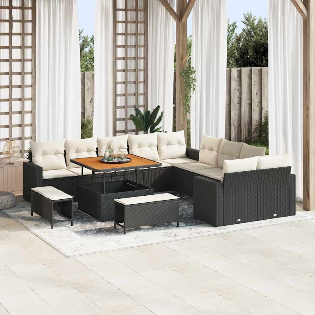 vidaXL Tuin Sofa Set met kussen 13 pcs Zwart 100 x 100 x 71 cm